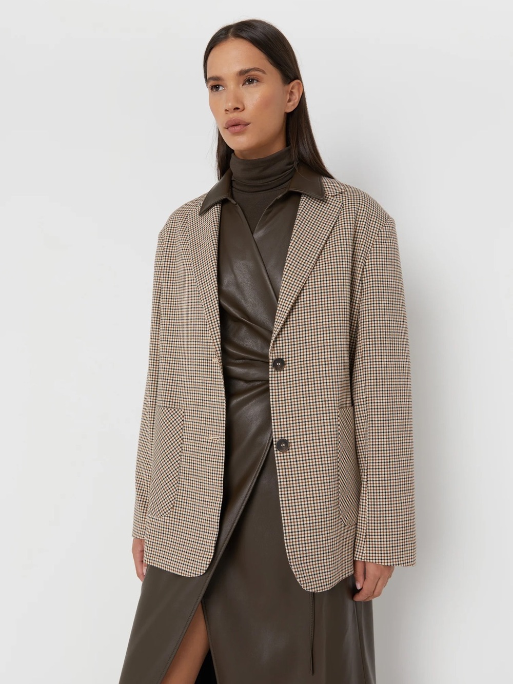 OAK + FORT Oversized Plaid Blazer